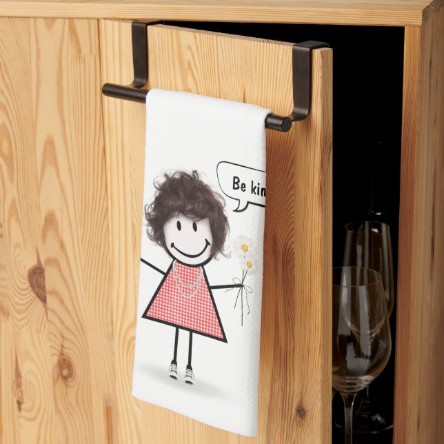 Linge De Cuisine Baguette Figure Girl sur blanc (Pliage en tiers)