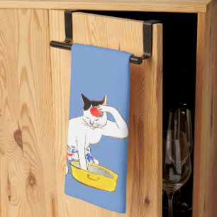 Linge De Cuisine Bain de chat japonais humoristique I
