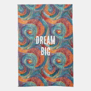 Linge De Cuisine Balayage bleu rouge orange