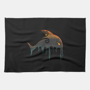 Linge De Cuisine baleine noire Halloween