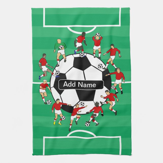 Linge De Cuisine Ballon de football et joueurs personnalisés (Vertical)