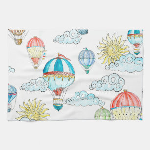 Linge De Cuisine Ballons vintages : Aquarelle Whimsical sans joint.