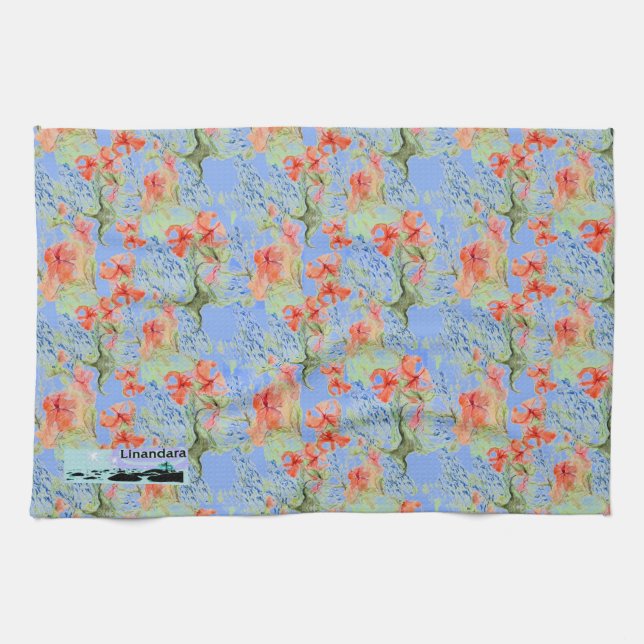 Linge De Cuisine Balsam et Lobelia Motif (Horizontal)