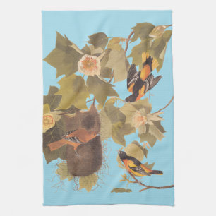 Linge De Cuisine Baltimore Oriole Audubon Bird Family avec nid