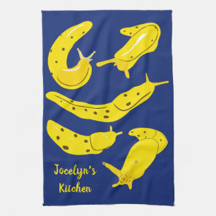 Linge De Cuisine Banana Slugs Yellow and Royal Blue Personnaliser