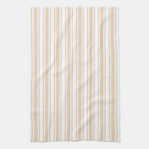 Linge De Cuisine Bande de bonbons beige et blanche