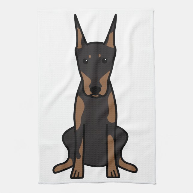 Linge De Cuisine Bande dessinée de chien de Pinscher de dobermann (Vertical)