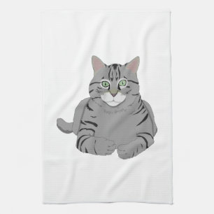 Linge De Cuisine Bande dessinée grise de chat