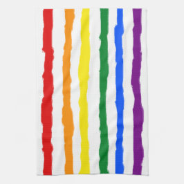 Linge De Cuisine Bandes arc-en-ciel arrondies sur une couleur perso