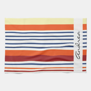 Linge De Cuisine Bandes Colorées, Bandes Arc En Ciel, Votre Nom