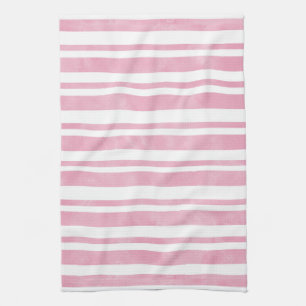 Linge De Cuisine Bandes d'aquarelle rose doux