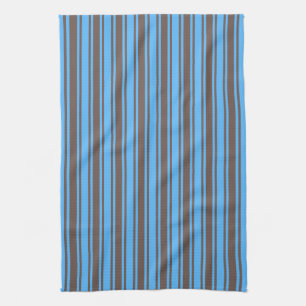 Linge De Cuisine Bandes de bonbons Brown et bleues
