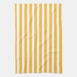 Linge De Cuisine Bandes de bonbons jaune et blanc ensoleillé