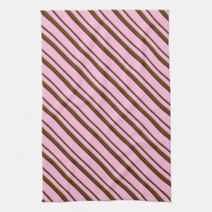 Linge De Cuisine Bandes de bonbons, rose et chocolat