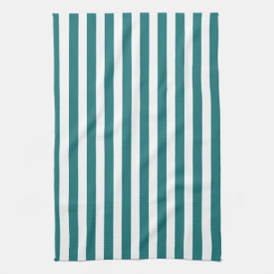 Linge De Cuisine Bandes de bonbons turquoises et blanches