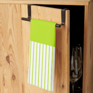 Linge De Cuisine Bandes de couleur Pop en Lime Vert et Blanc