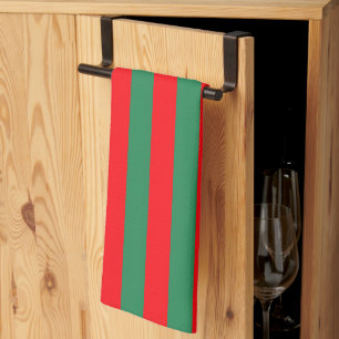Linge De Cuisine Bandes de Noël classiques rouges et vertes