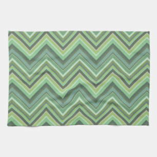 Linge De Cuisine Bandes de zigzag vert olive