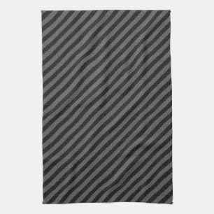 Linge De Cuisine Bandes diagonales minces en noir et gris