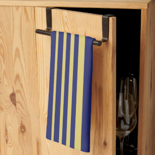 Linge De Cuisine Bandes d'or et de marine à motifs