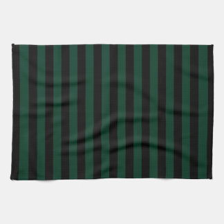 Linge De Cuisine Bandes fines - Noir et Vert foncé