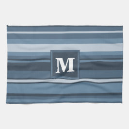 Linge De Cuisine Bandes gris monogramme