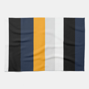 Linge De Cuisine Bandes jaunes, bleues, blanches et noires