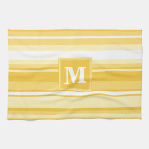 Linge De Cuisine Bandes jaunes monogrammes