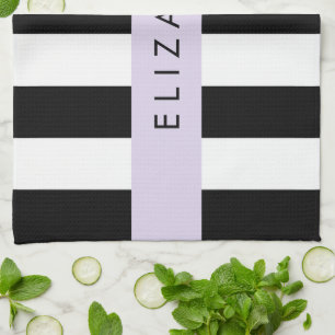 Linge De Cuisine Bandes noires et blanches, Gravées, Lignes, Votre