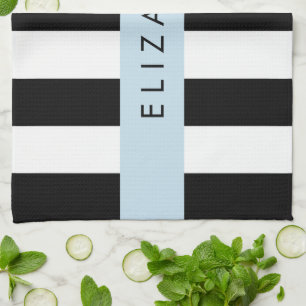 Linge De Cuisine Bandes noires et blanches, Gravées, Lignes, Votre 