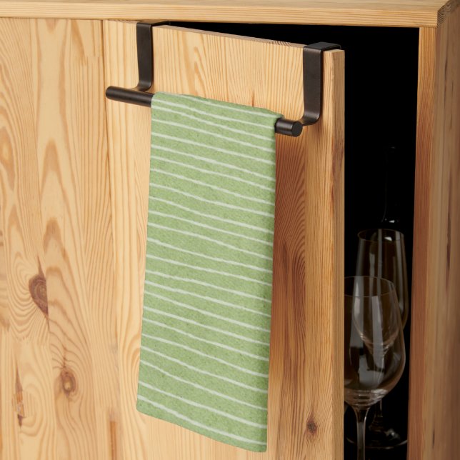 Linge De Cuisine Bandes pâles vert olive (Pliage en tiers)