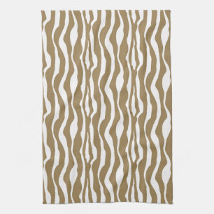 Linge De Cuisine Bandes Zèbre - Taupe Tan et Blanc