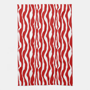 Linge De Cuisine Bandes zébrées - Rouge et blanc profond