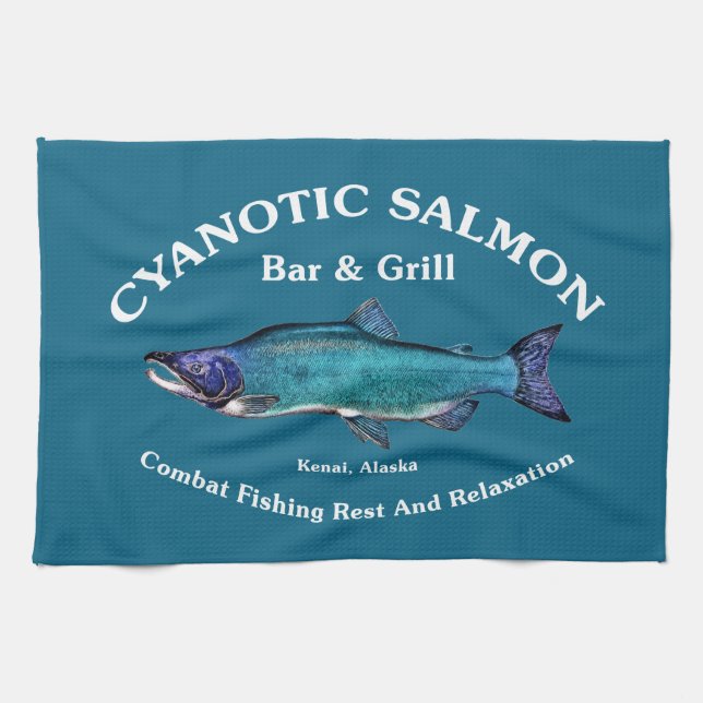 Linge De Cuisine Bar et Grill Saumon Cyanotique (Horizontal)