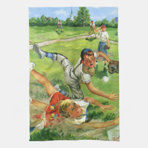 Linge De Cuisine Baseball Sport Vintage, Équipes d'Enfants Jouant