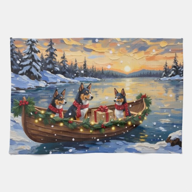 Linge De Cuisine Basenji Christmas Boat Holiday (Horizontal)