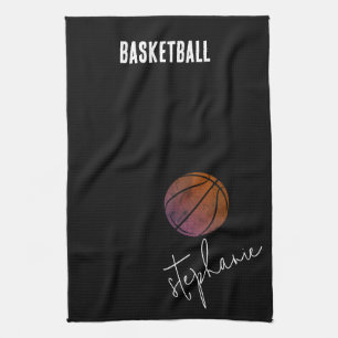 Linge De Cuisine Basket-ball personnalisé noir et blanc