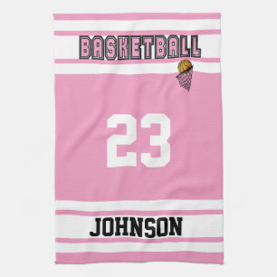 Linge De Cuisine Basket-ball rose et blanc