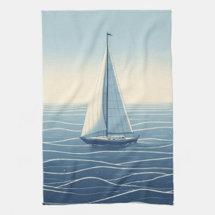 Linge De Cuisine Bateau à voile en haute mer