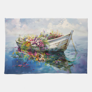 Linge De Cuisine Bateau aux fleurs sauvages colorées