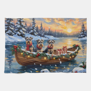 Linge De Cuisine Bateau de Noël de Schnauzer pour les Fêtes