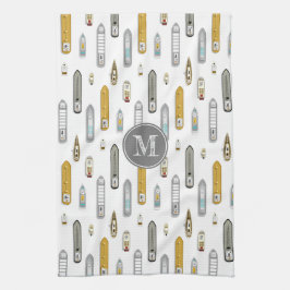 Linge De Cuisine Bateaux nautiques Sur la rivière blanc w monogramm