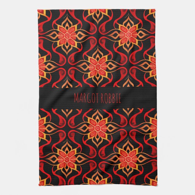 Linge De Cuisine Batik indonésien Abstrait motif floral (Vertical)