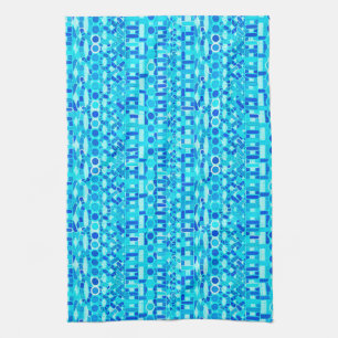 Linge De Cuisine Batik tribal - bleu turquoise, aigue-marine et cob