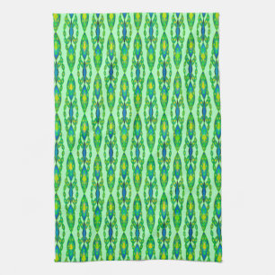 Linge De Cuisine Batik Tribal - Menthe, Émeraude et Bleu