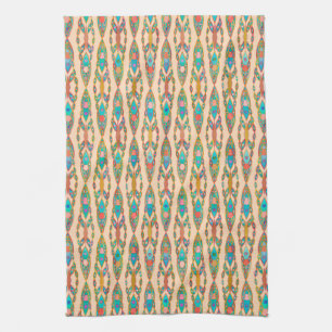Linge De Cuisine Batik Tribal - Rose Pêche et Turquoise
