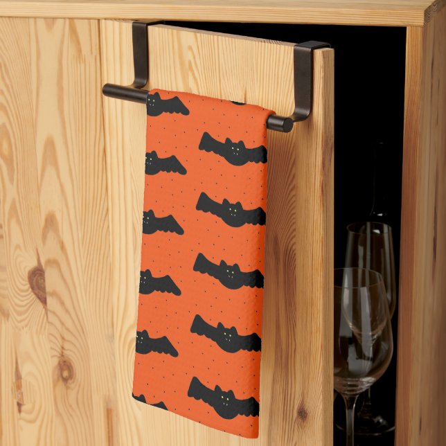 Linge De Cuisine Bats d'Halloween (Pliage en tiers)
