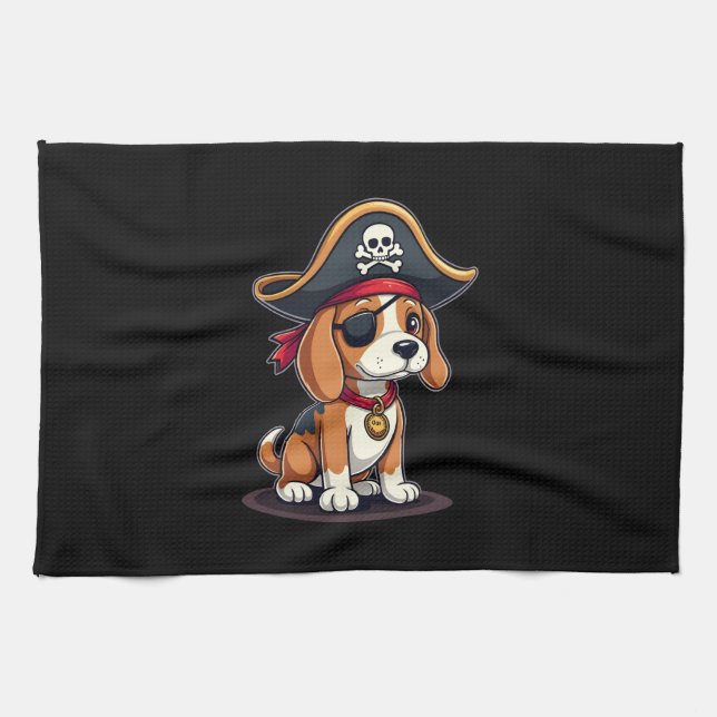 Linge De Cuisine Beagle Costume de pirate Jolly roger Drapeau Croix (Horizontal)