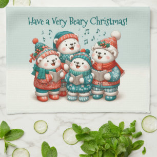 Linge De Cuisine Bears Polar mignon chante Avoir un Noël de très Bé
