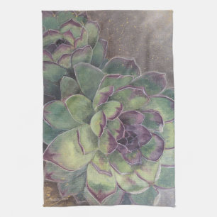Linge De Cuisine Beau art botanique Succulent Peint À La Main